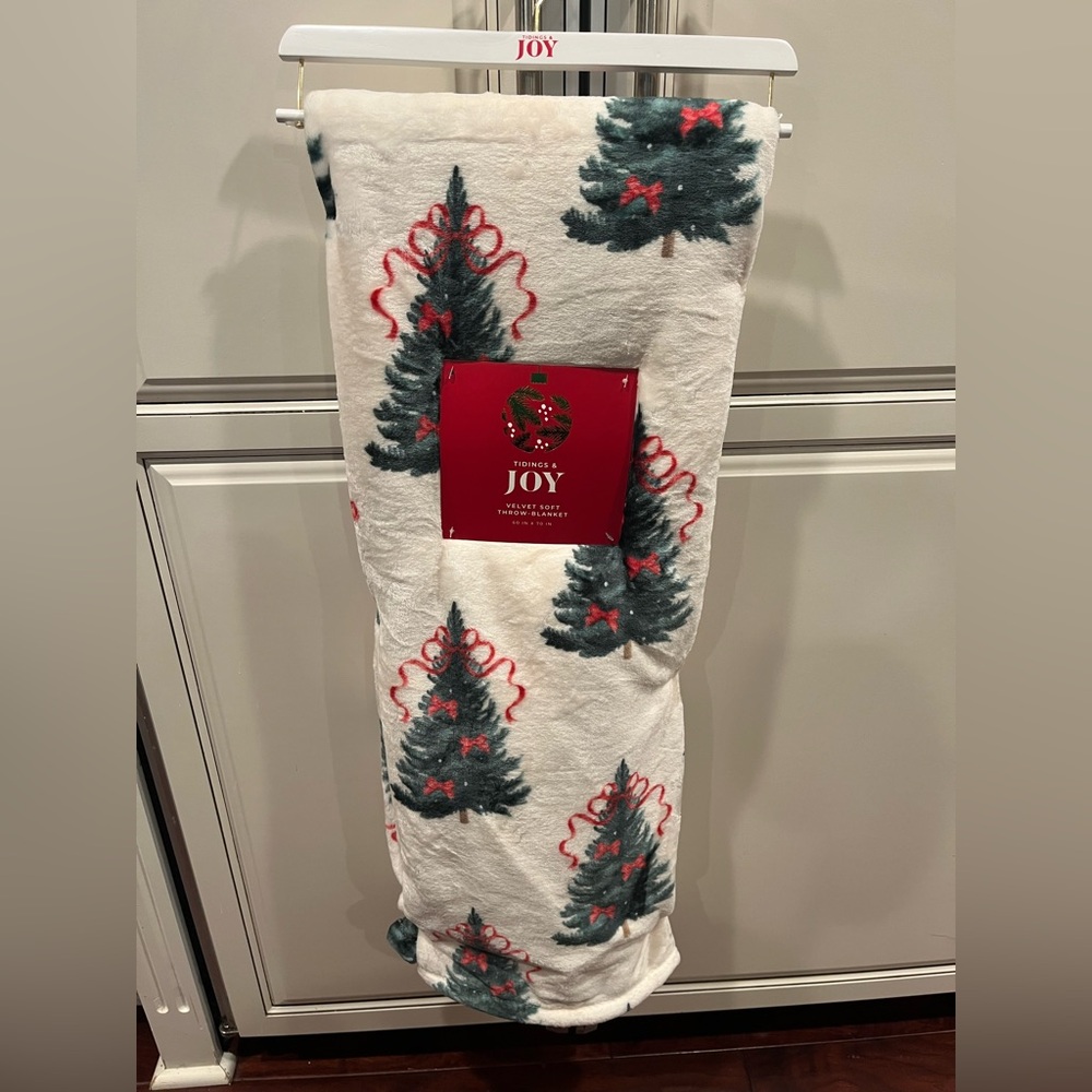 Tidings and Joy Christmas Tree Throw Blanket